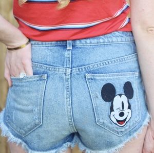 Disney X H&M |  Mickey Mouse denim cutoffs